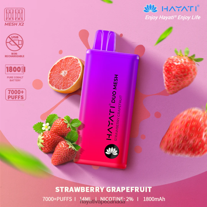 Hayati Ottawa - 2LHDP8191 Hayati Duo Mesh Disposable Strawberry Grapefruit