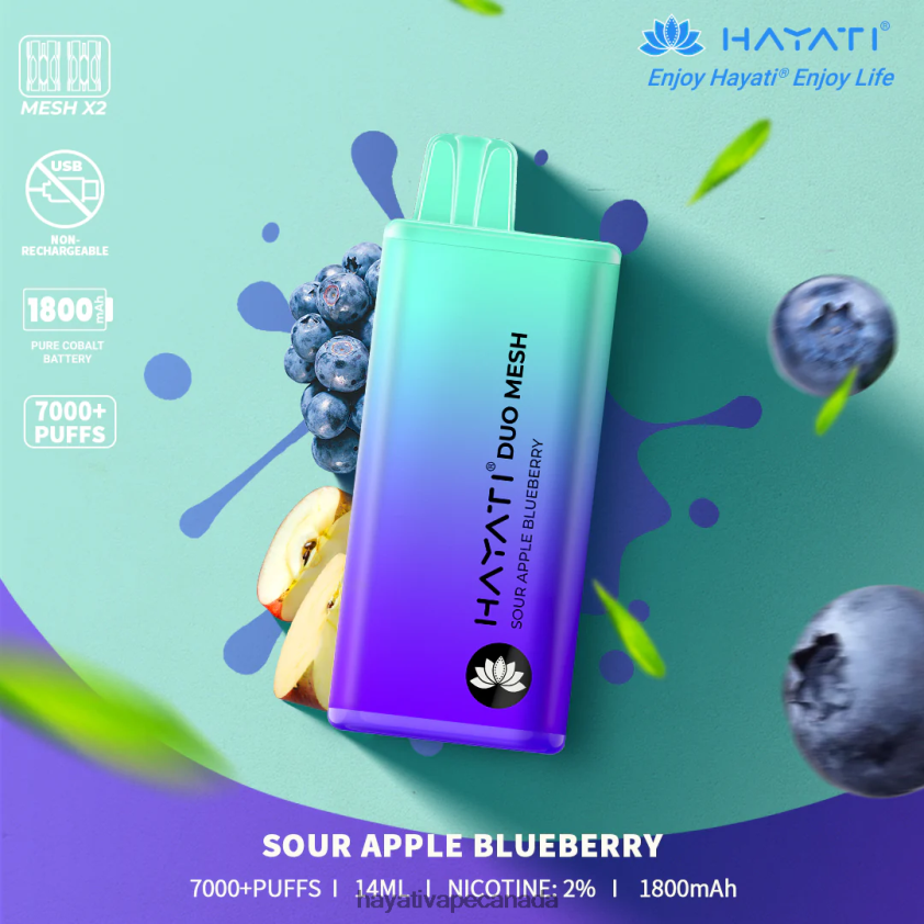 Hayati Price Canada - 2LHDP8188 Hayati Duo Mesh Disposable Sour Apple Blueberry