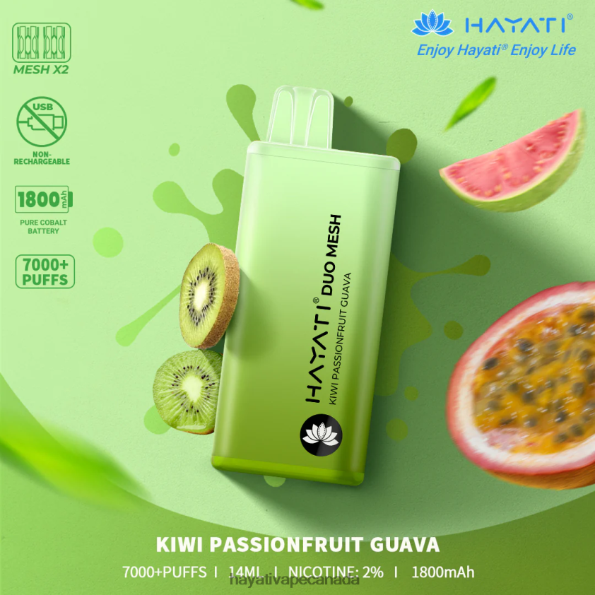Hayati Toronto - 2LHDP8173 Hayati Duo Mesh Disposable Kiwi Passionfruit Guava