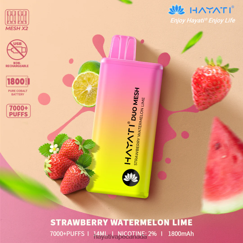 Hayati Toronto - 2LHDP8183 Hayati Duo Mesh Disposable Strawberry Watermelon Lime