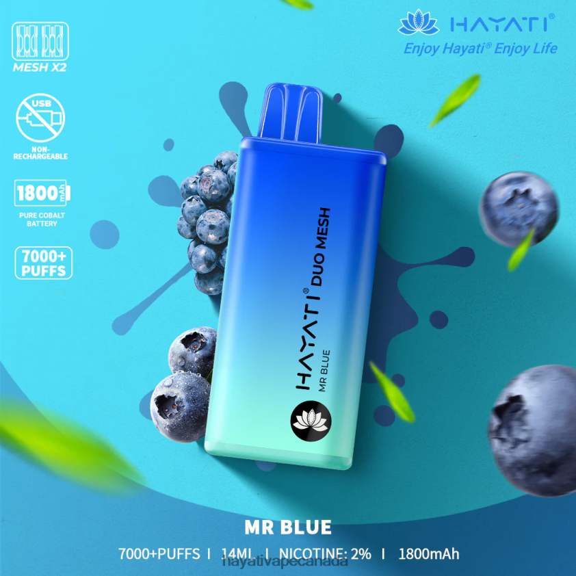 Hayati Vape Flavours - 2LHDP8174 Hayati Duo Mesh Disposable Mr Blue