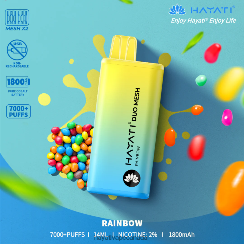 Hayati Vape Review - 2LHDP8176 Hayati Duo Mesh Disposable Rainbow