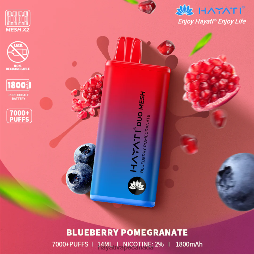 Hayati Vape Review - 2LHDP8186 Hayati Duo Mesh Disposable Blueberry Pomegranate