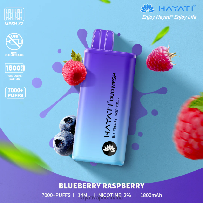Hayati Vapes Wholesale - 2LHDP8167 Hayati Duo Mesh Disposable Blueberry Raspberry