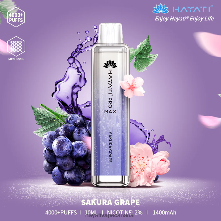 Hayati Vape Shop - 2LHDP8119 Hayati Pro Max Disposable Sakura Grape