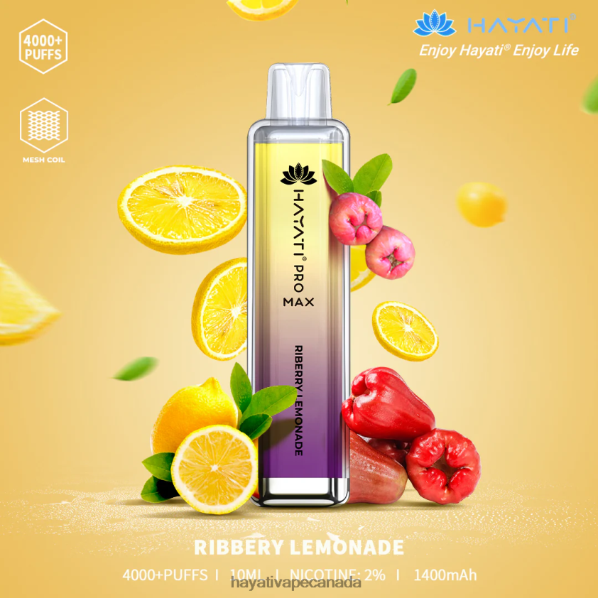 Hayati Vapes Wholesale - 2LHDP8117 Hayati Pro Max Disposable Riberry Lemonade