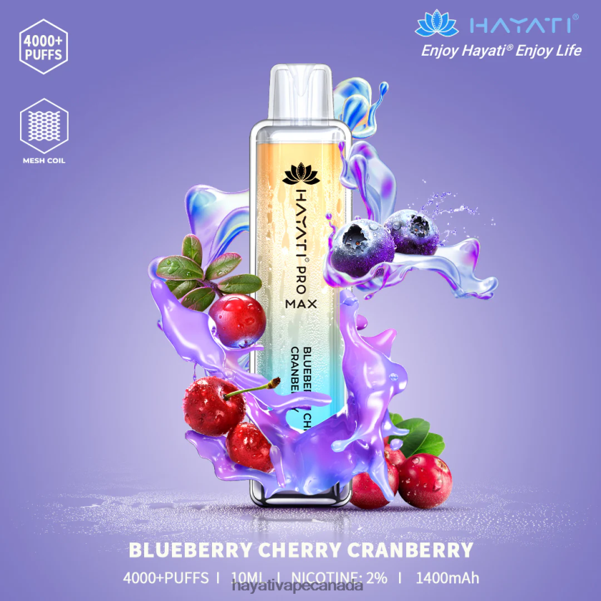 Hayati Vapes Wholesale - 2LHDP897 Hayati Pro Max Disposable Blueberry Cherry Cranberry