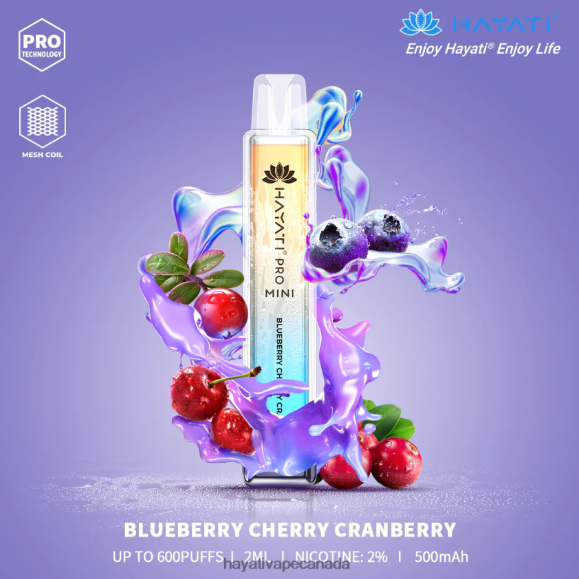 Hayati Vape Liquid - 2LHDP85 Hayati Pro Mini Disposable Blueberry Cherry Cranberry
