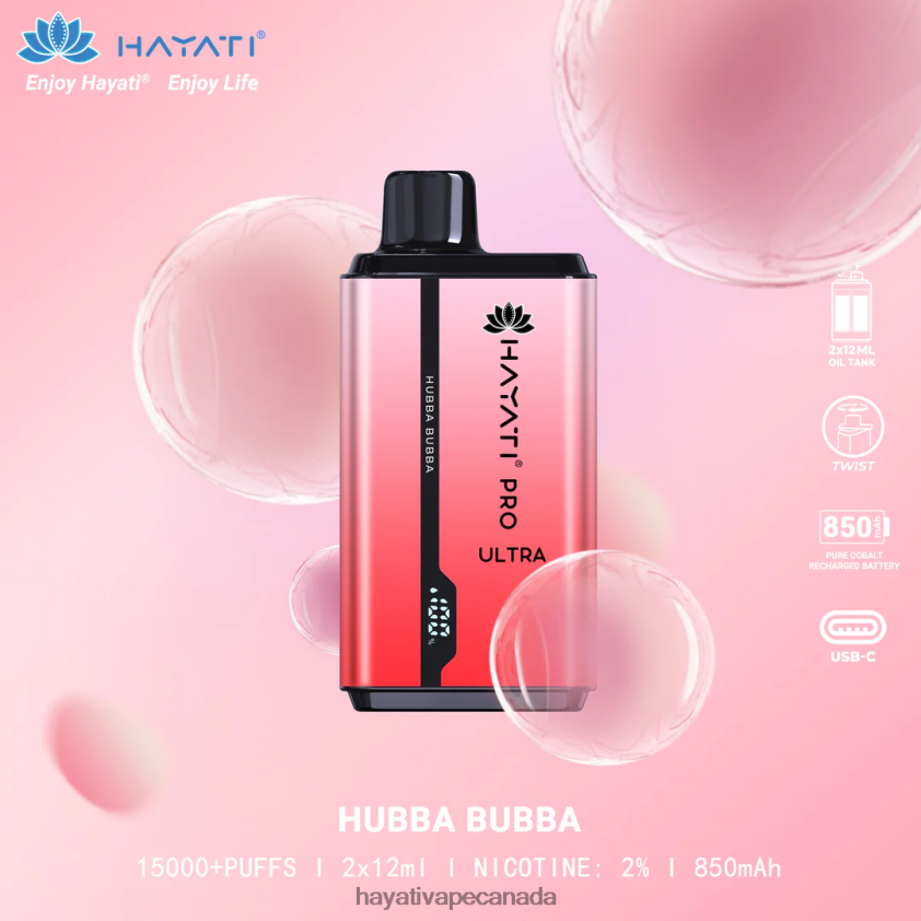 Hayati Ottawa - 2LHDP8201 Hayati Pro Ultra Disposable 15000 Puffs Hubba Bubba