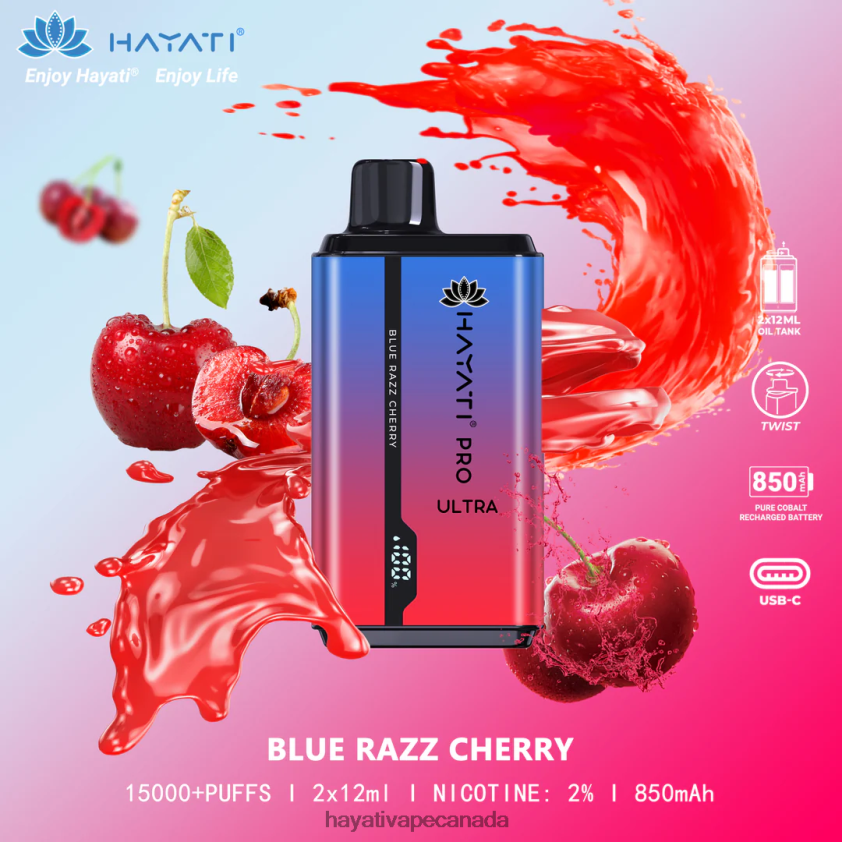 Hayati Toronto - 2LHDP8193 Hayati Pro Ultra Disposable 15000 Puffs Blue Razz Cherry