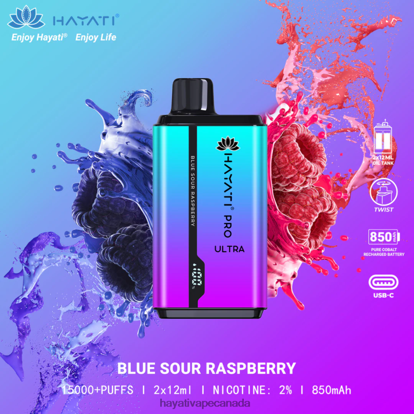 Hayati Vape Liquid - 2LHDP8195 Hayati Pro Ultra Disposable 15000 Puffs Blue Sour Raspberry