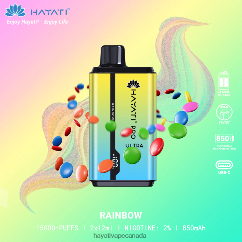 Hayati Vape Shop - 2LHDP8209 Hayati Pro Ultra Disposable 15000 Puffs Rainbow