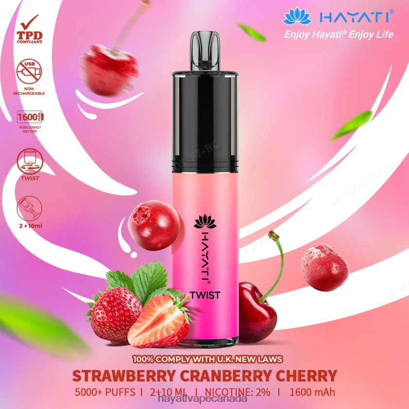 Hayati Ottawa - 2LHDP881 Hayati Twist Disposable Strawberry Cranberry cherry