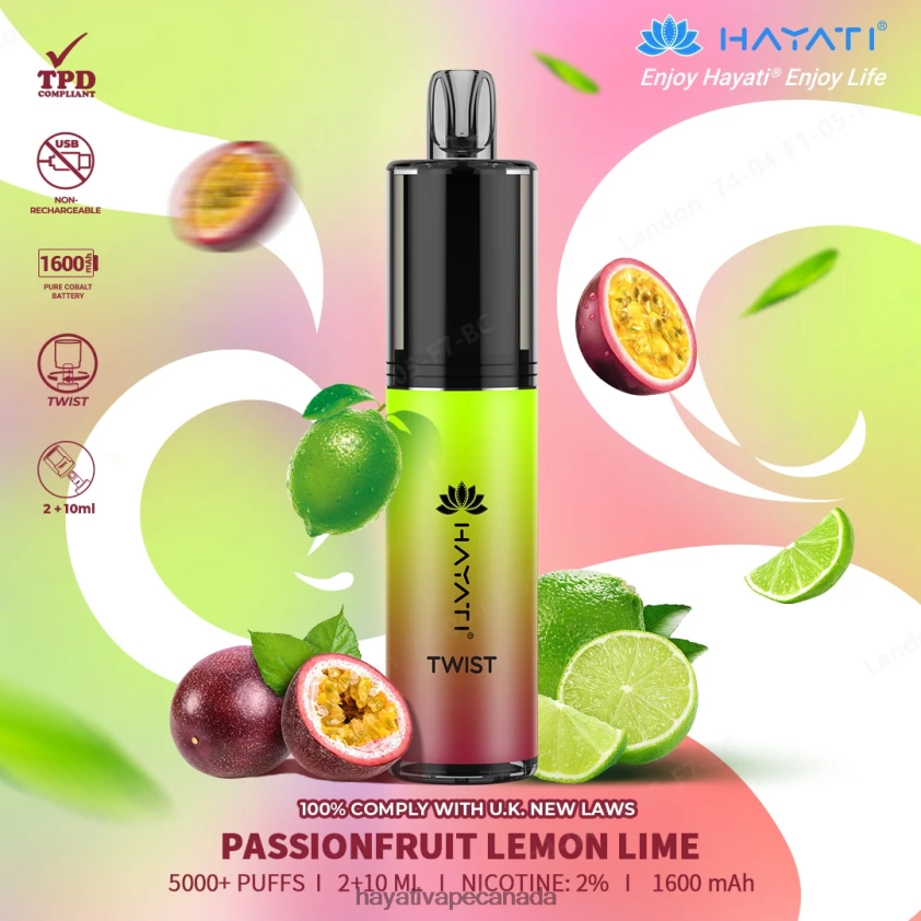 Hayati Price Canada - 2LHDP878 Hayati Twist Disposable Passionfruit Lemon Lime