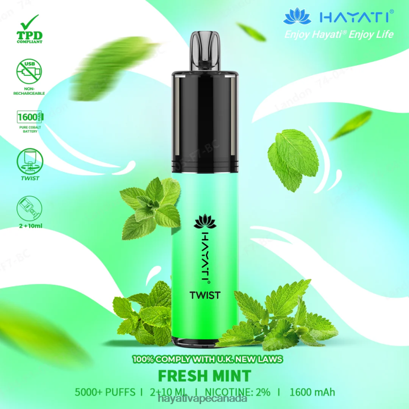 Hayati Vape Canada - 2LHDP870 Hayati Twist Disposable Fresh Mint