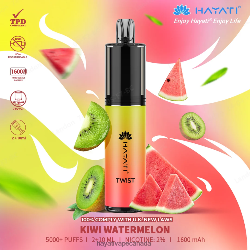Hayati Vape Flavours - 2LHDP874 Hayati Twist Disposable Kiwi Watermelon