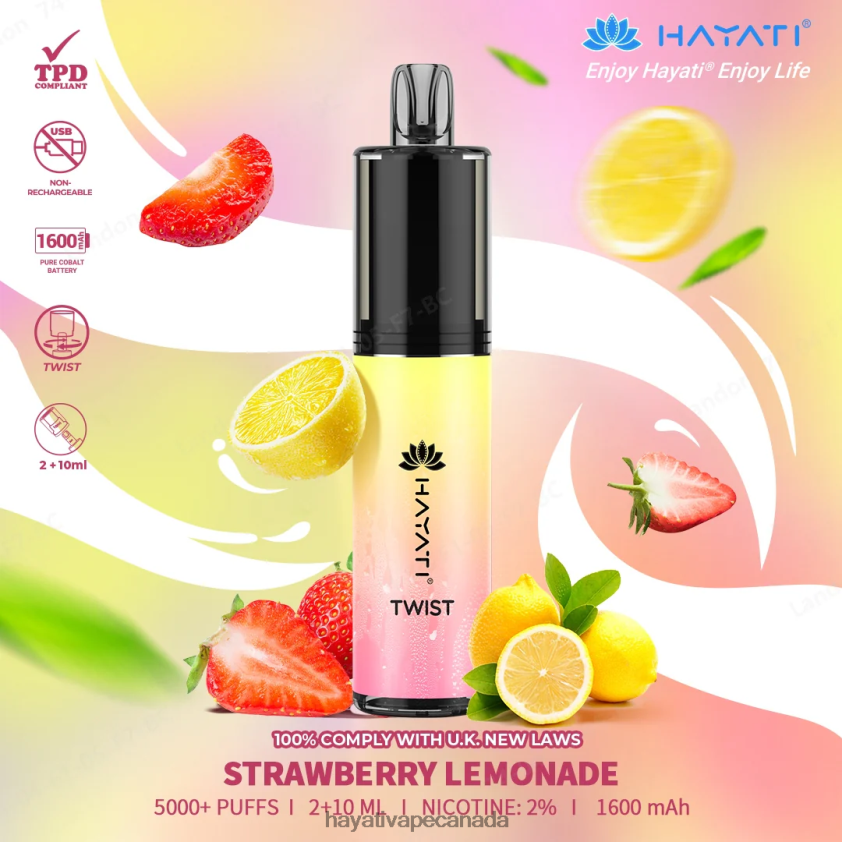 Hayati Vape Flavours - 2LHDP884 Hayati Twist Disposable Strawberry Lemonade
