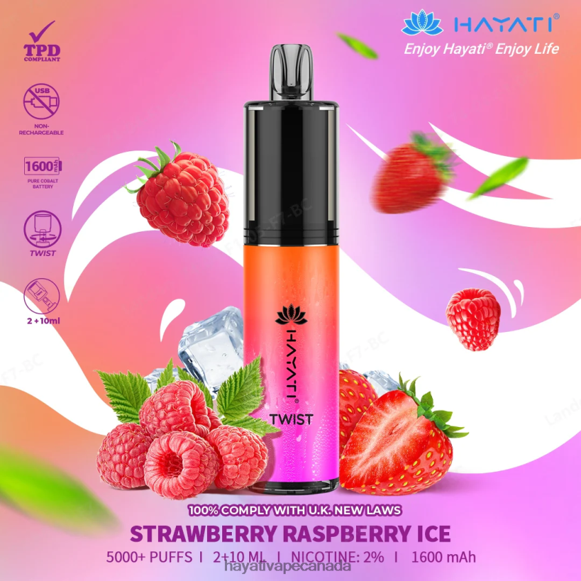 Hayati Vape Liquid - 2LHDP885 Hayati Twist Disposable Strawberry raspberry Ice