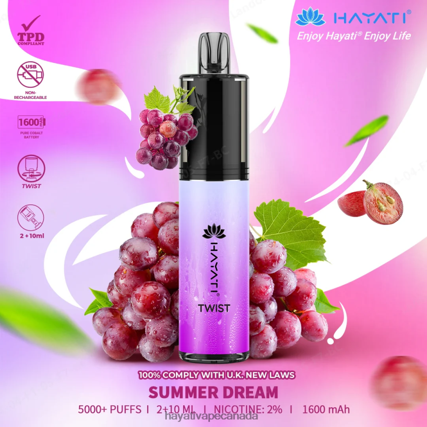 Hayati Vapes Wholesale - 2LHDP887 Hayati Twist Disposable Summer Dream