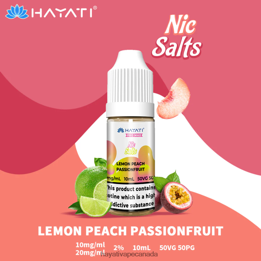 Hayati Vape Canada - 2LHDP8242 Hayati Pro Max Nic Salts Lemon Peach Passionfruit