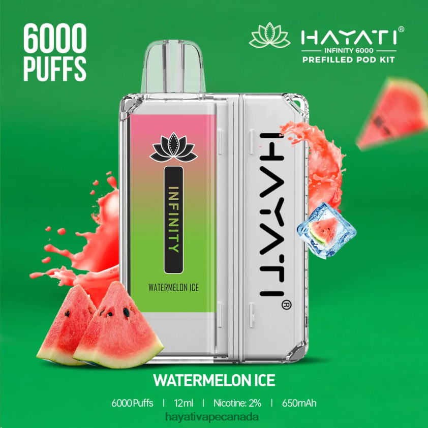 Hayati Vape Flavours - 2LHDP8164 Hayati Infinity 6000 Pod Kits Watermelon Ice