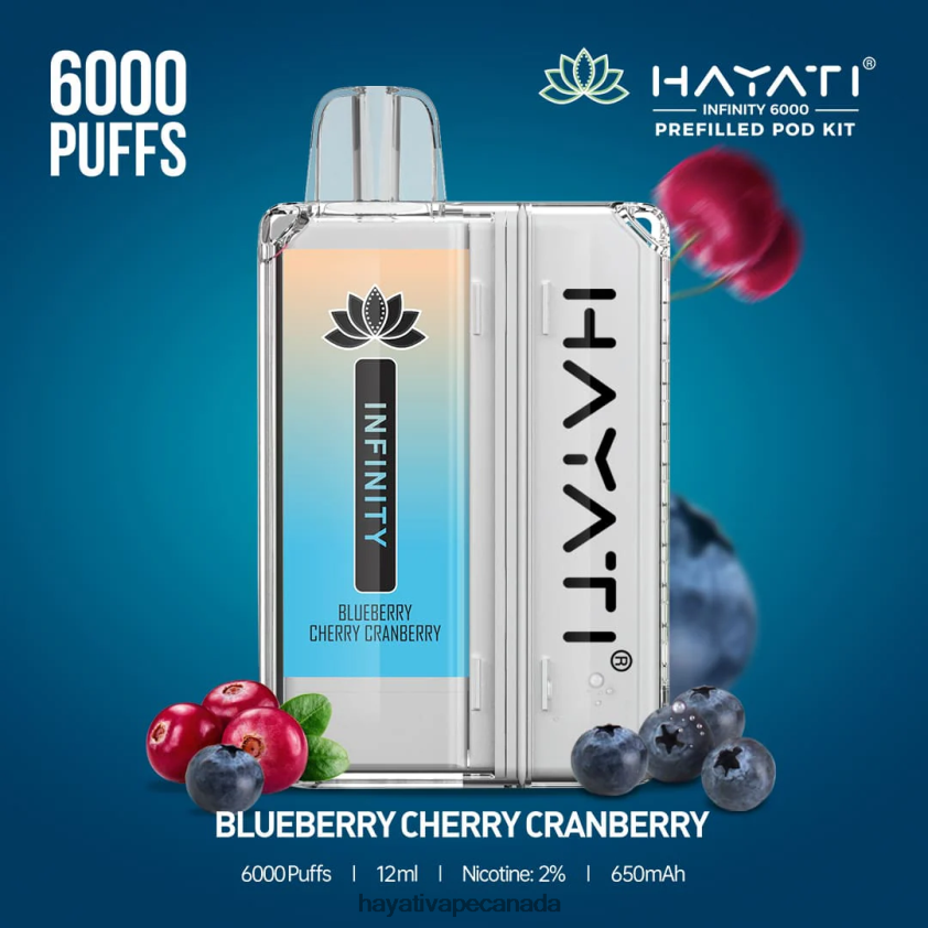 Hayati Vape Liquid - 2LHDP8145 Hayati Infinity 6000 Pod Kits Blueberry Cherry Cranberry