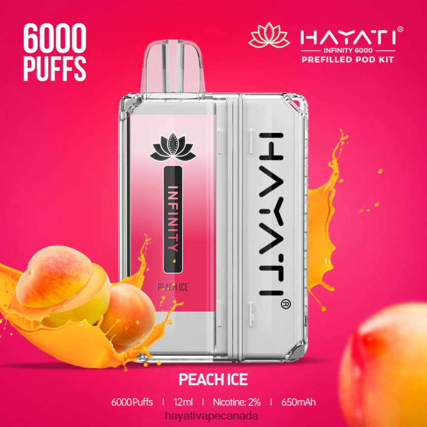 Hayati Vape Liquid - 2LHDP8155 Hayati Infinity 6000 Pod Kits Peach Ice