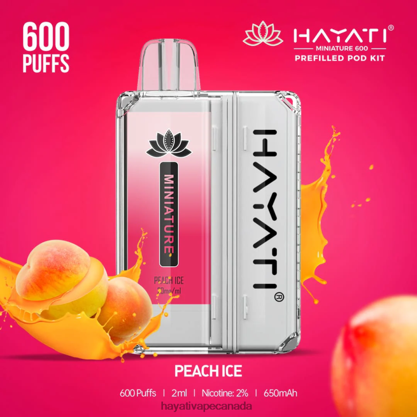 Hayati Ottawa - 2LHDP841 Hayati Miniature 600 Pod Kits Peach Ice