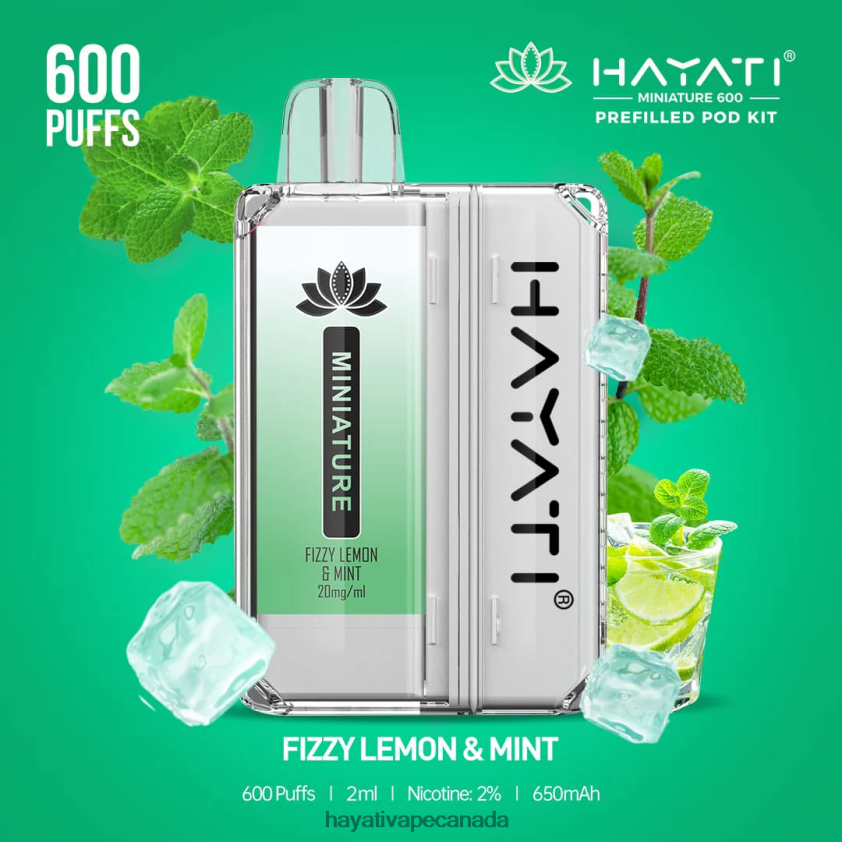 Hayati Toronto - 2LHDP833 Hayati Miniature 600 Pod Kits Fizzy Lemon & Mint