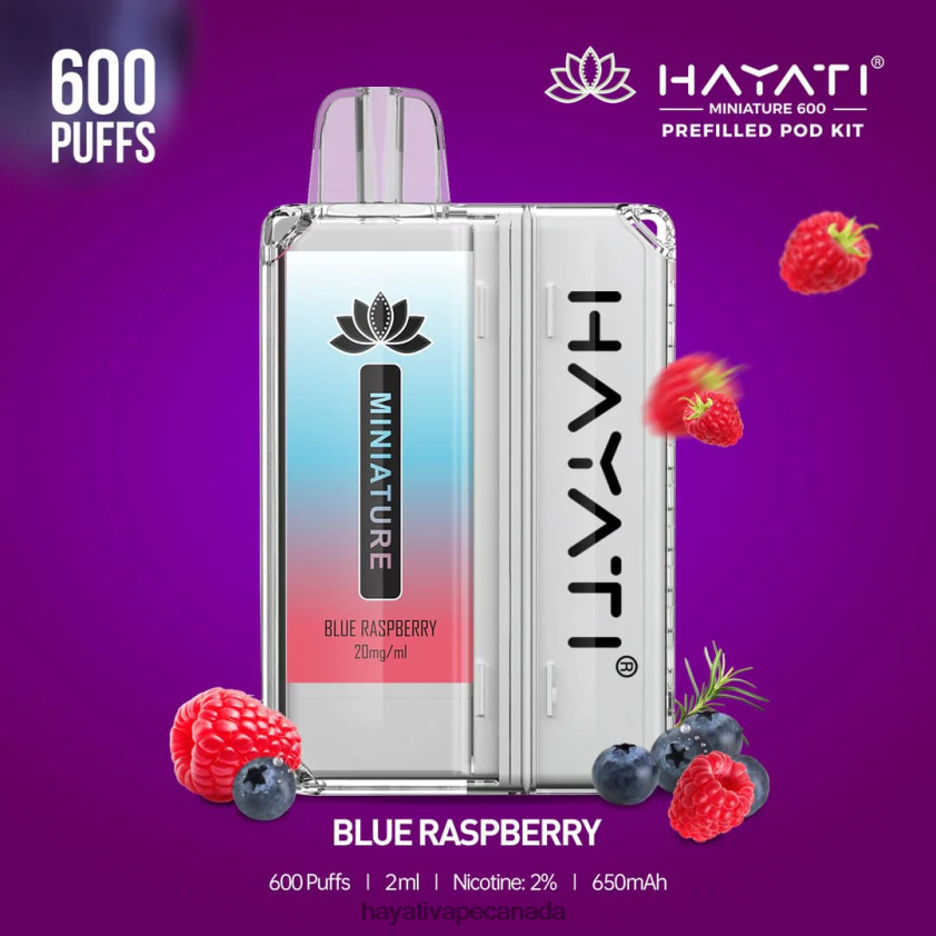 Hayati Vape Canada - 2LHDP830 Hayati Miniature 600 Pod Kits Blue Raspberry