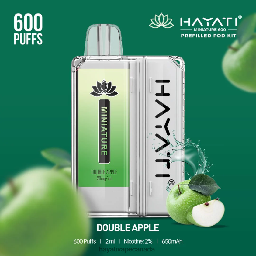Hayati Vape Canada - 2LHDP832 Hayati Miniature 600 Pod Kits Double Apple