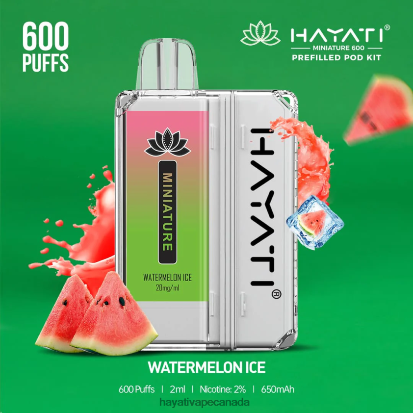 Hayati Vape Canada - 2LHDP850 Hayati Miniature 600 Pod Kits Watermelon Ice