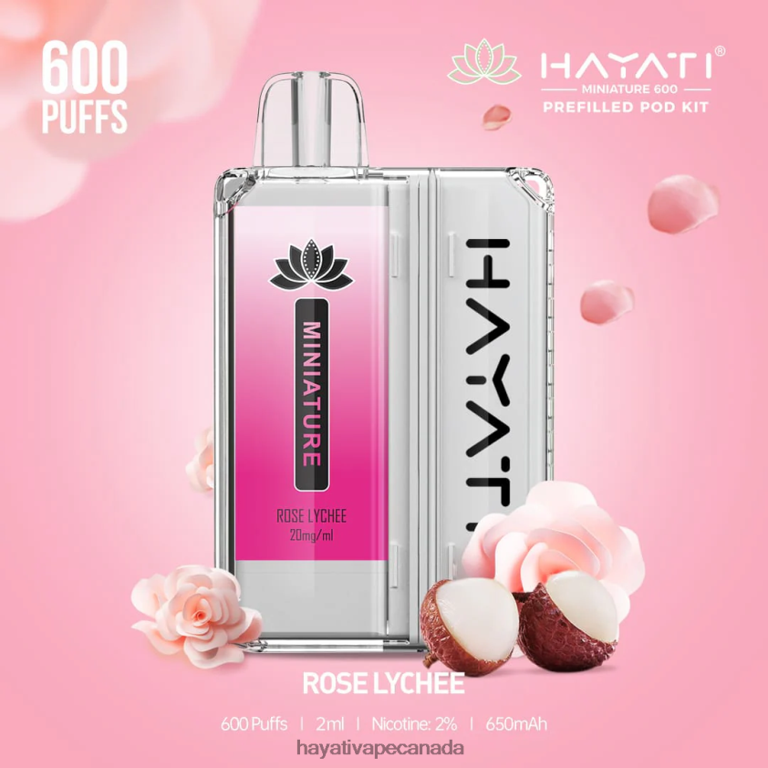 Hayati Vape Flavours - 2LHDP844 Hayati Miniature 600 Pod Kits Rose Lychee