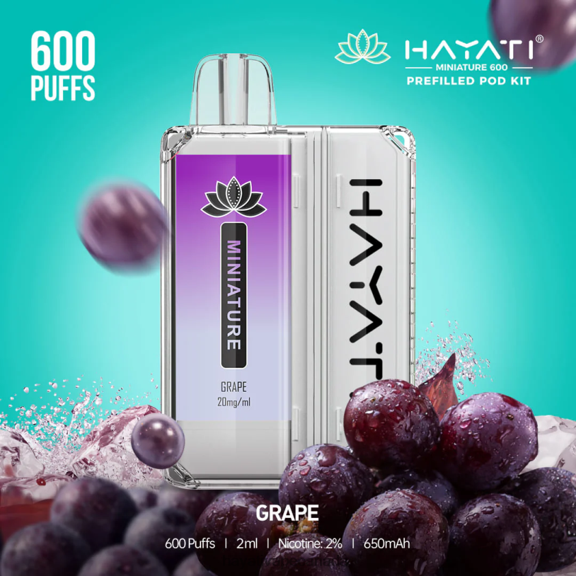 Hayati Vape Review - 2LHDP836 Hayati Miniature 600 Pod Kits Grape