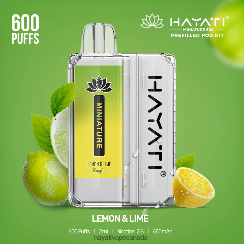 Hayati Vape Shop - 2LHDP839 Hayati Miniature 600 Pod Kits Lemon & Lime