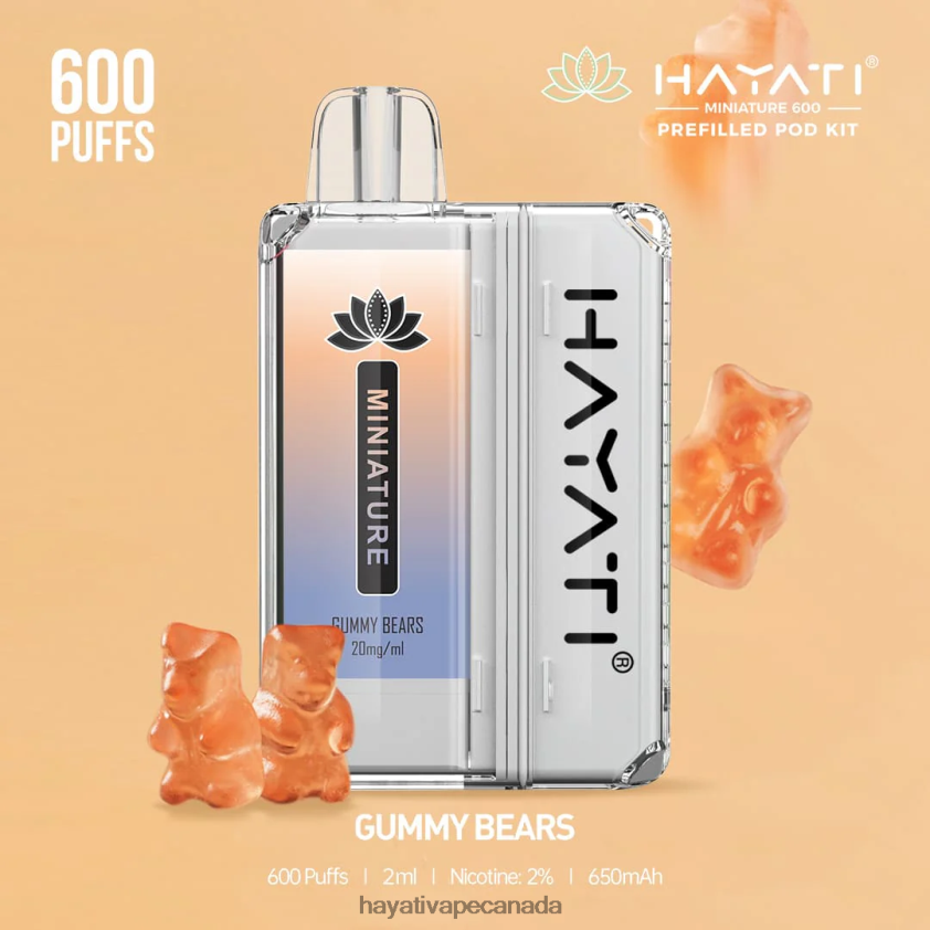 Hayati Vapes Wholesale - 2LHDP837 Hayati Miniature 600 Pod Kits Gummy Bears