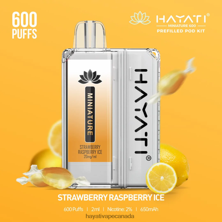 Hayati Vapes Wholesale - 2LHDP847 Hayati Miniature 600 Pod Kits Strawberry Raspberry Ice