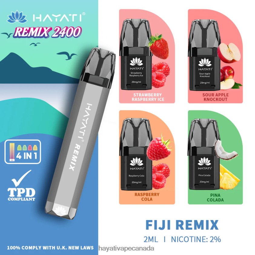 Hayati Toronto - 2LHDP853 Hayati Remix Prefilled Pod System 2400 Puffs Fiji Remix
