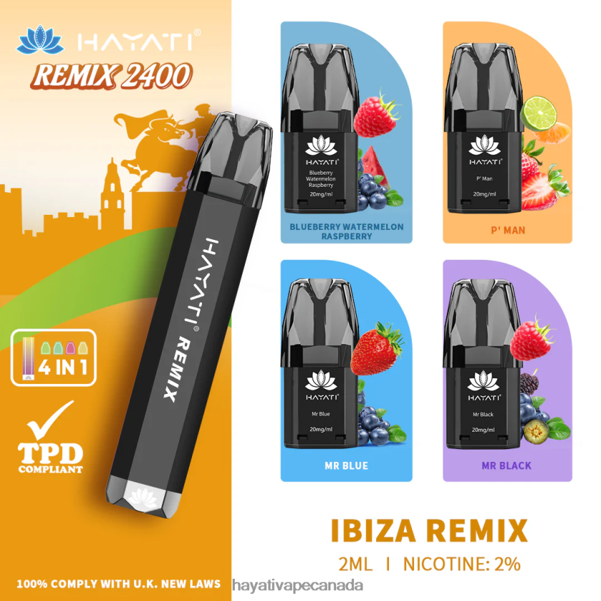 Hayati Vape Liquid - 2LHDP855 Hayati Remix Prefilled Pod System 2400 Puffs Ibiza Remix